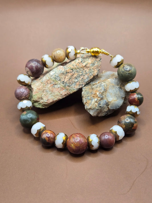 Rainbow Picasso Jasper beads bracelet
