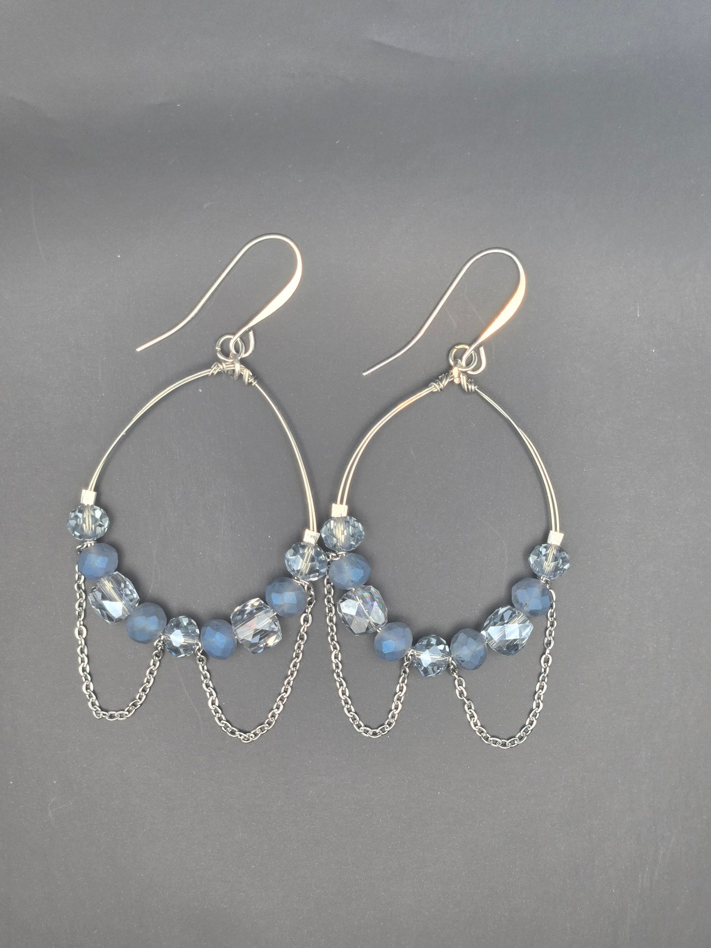 Silver teardrop chandelier earrings
