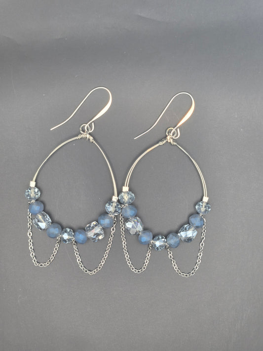 Silver teardrop chandelier earrings