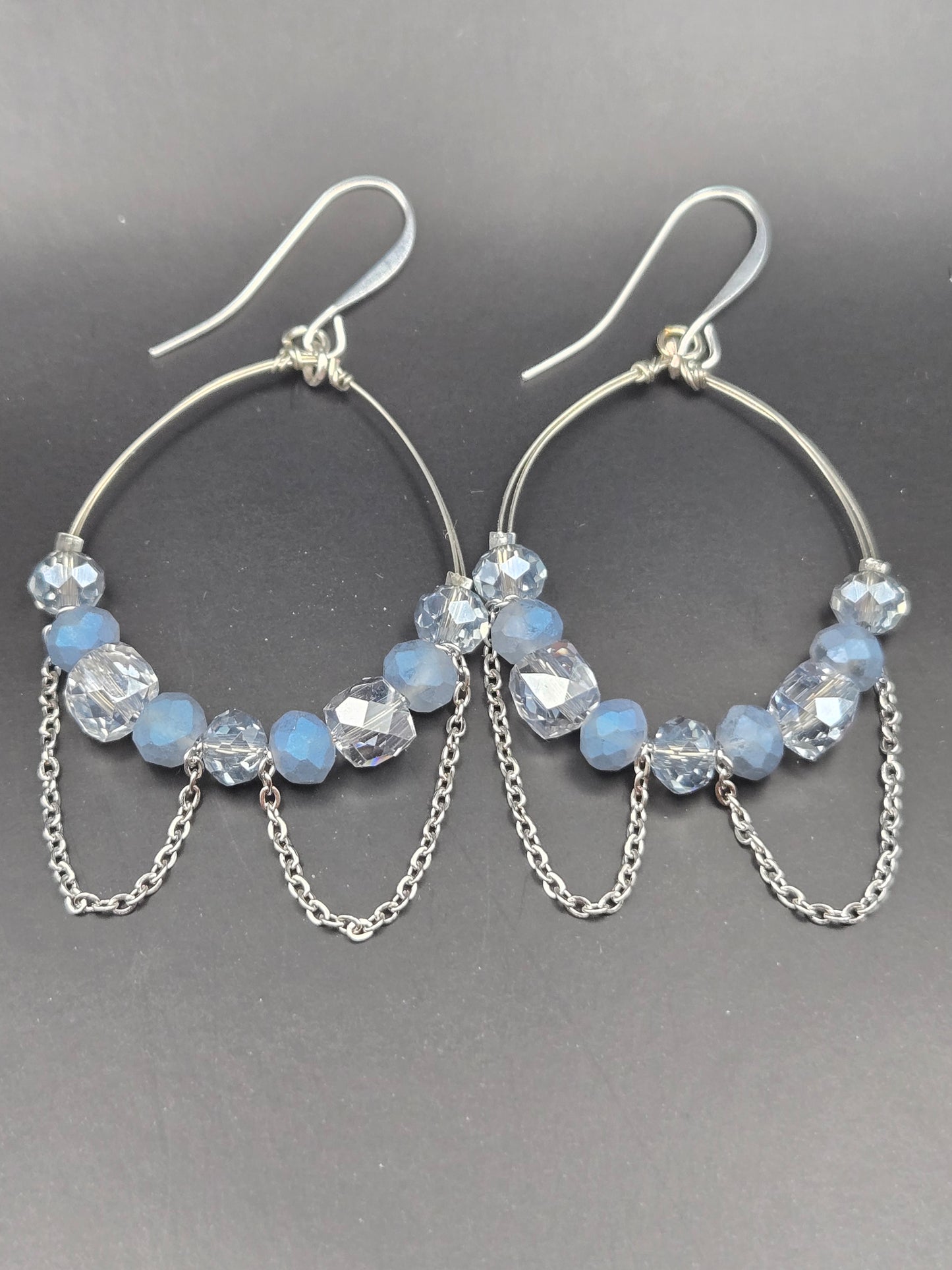 Silver teardrop chandelier earrings
